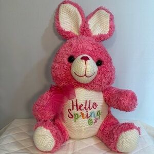 Dan Dee 16” Pink And Cream Easter Bunny “Hello Spring” Plush Stuffed Animal Toy